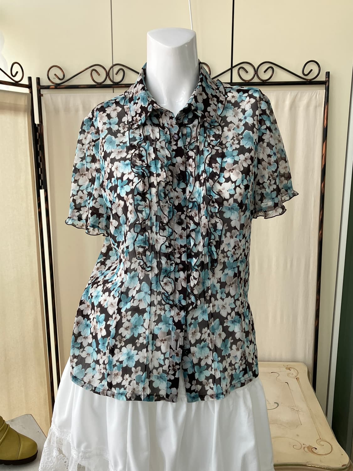 sky flower frill blouse 상품이미지2
