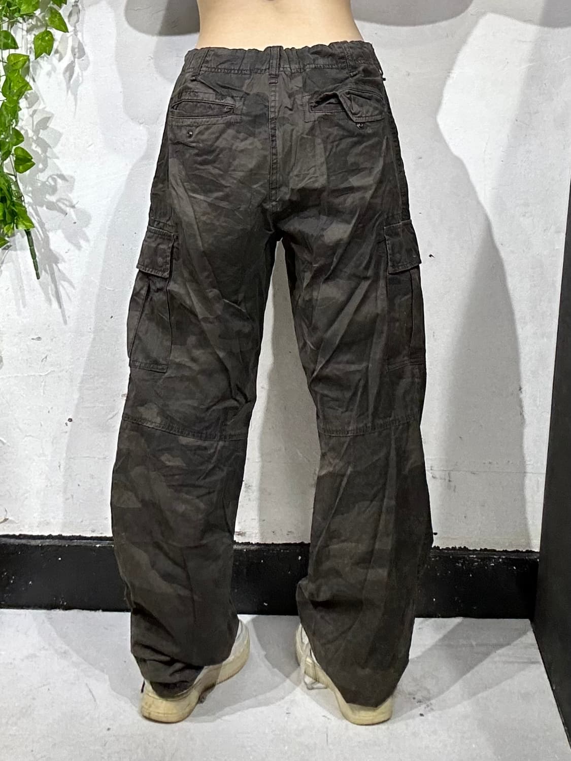 일본 빈티지 카키 와이드 카모 카고 팬츠 군대 바지  상품이미지3