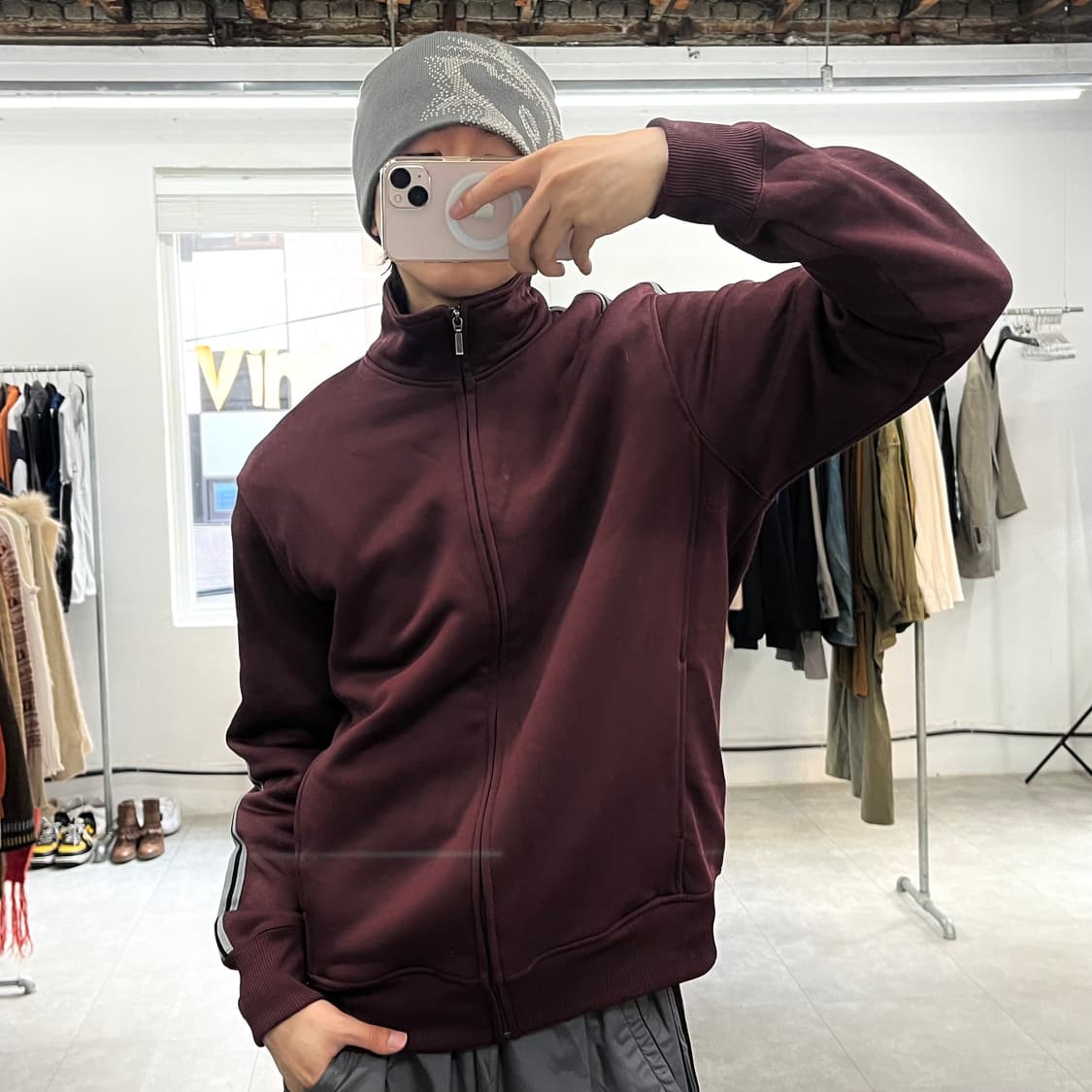 [L] 일본 유니클로 마룬 트랙 자켓 상품이미지9