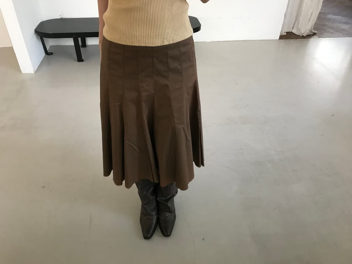 vintage brown pleats skirt 상품이미지1