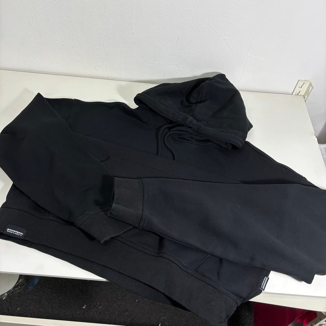 XL 그루브라임 블랙 오버핏 면 후드티 상품이미지3