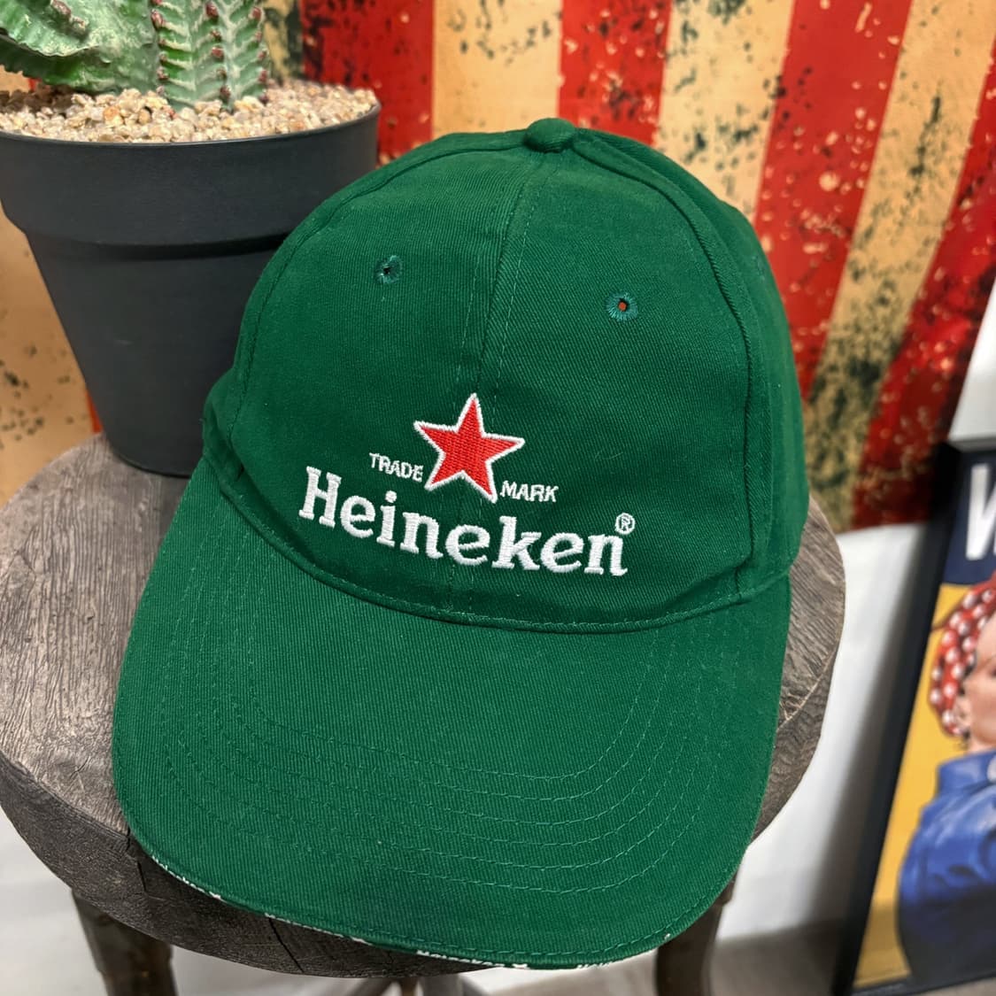 빈티지 하이네캔 트레이드마크 테이핑 프로모션 와이드 캡 N258 상품이미지2