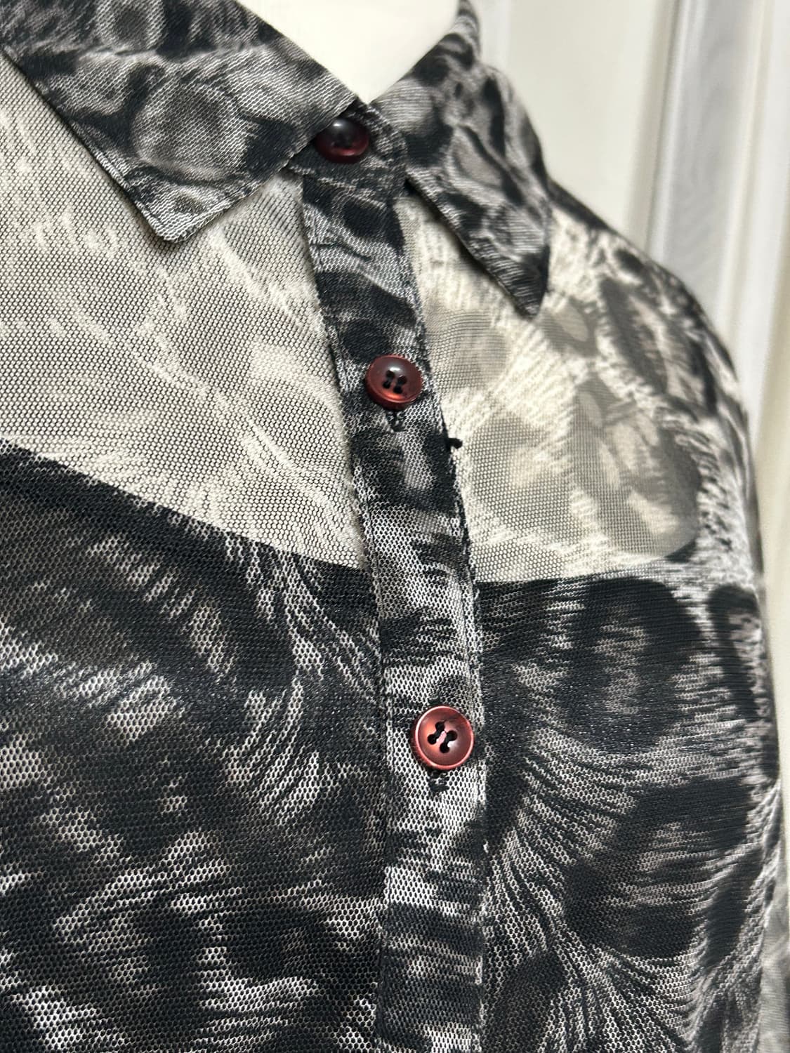 레오파드 시스루 레이어드 셔츠 갸루 펑크 상품이미지2