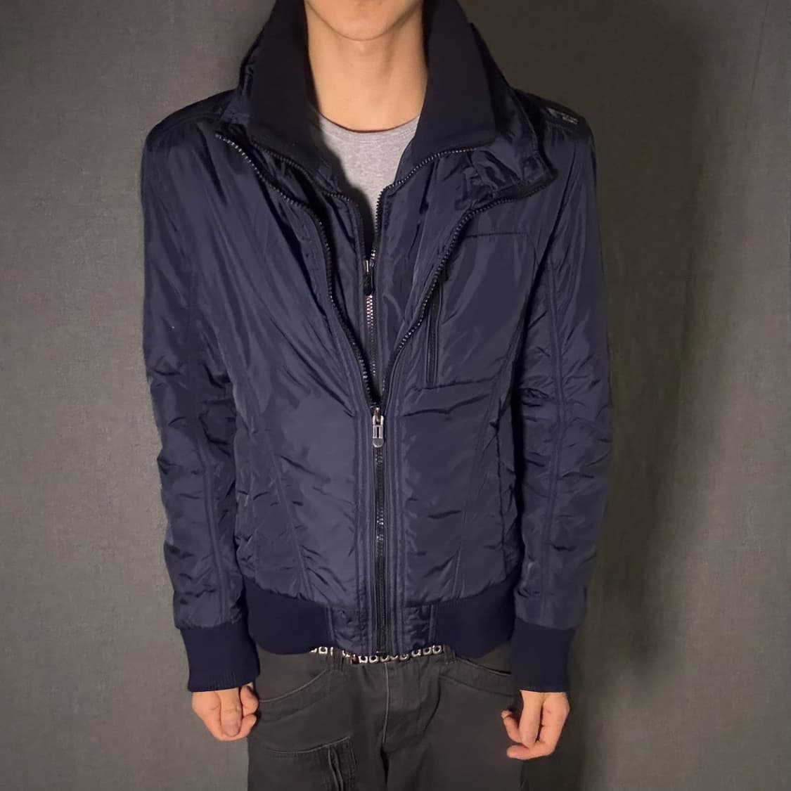 더블 집업 y2k 자켓 네이비 상품이미지3