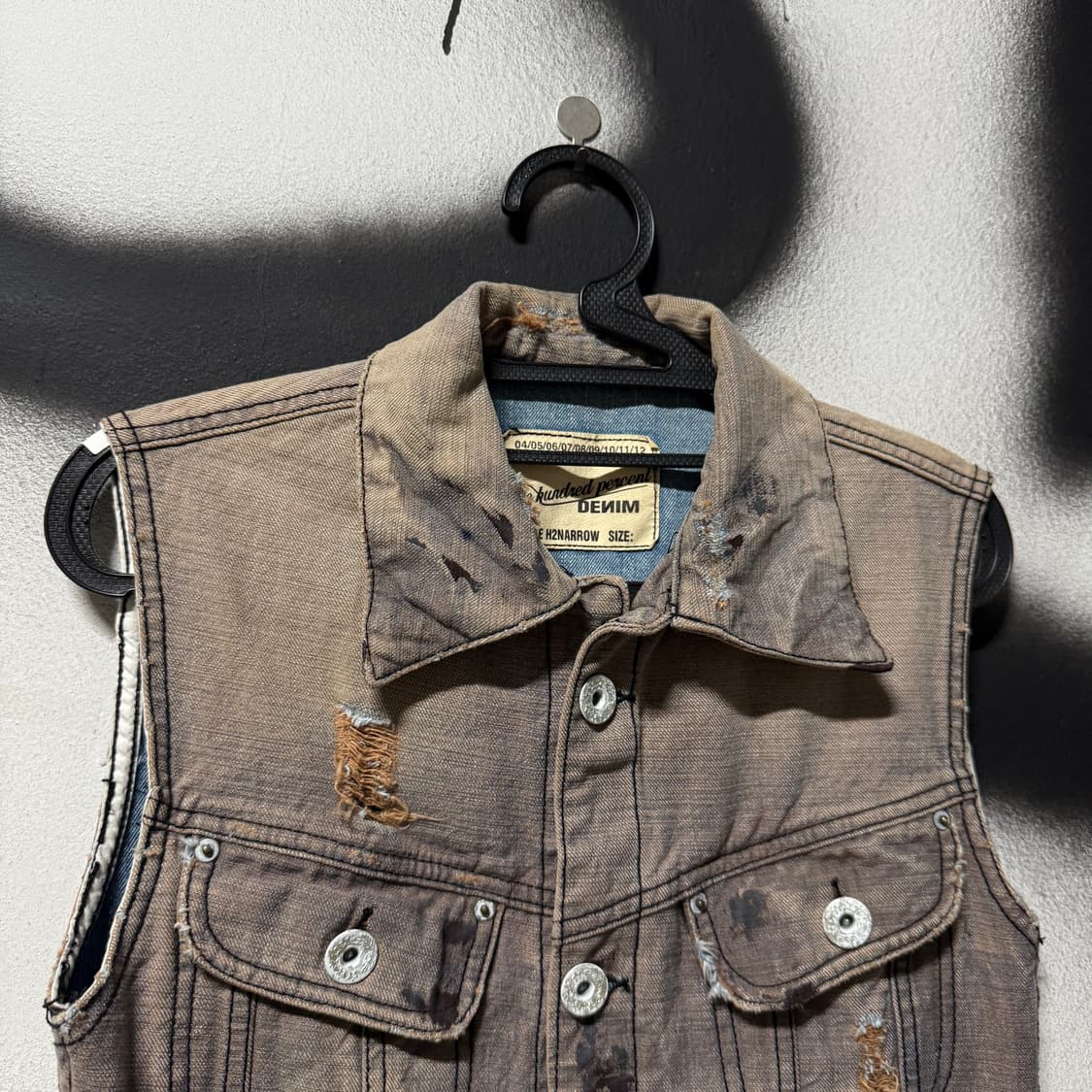 VTG 빈티지 워싱 데미지 그런지 지퍼 디테일 데님 베스트 상품이미지3