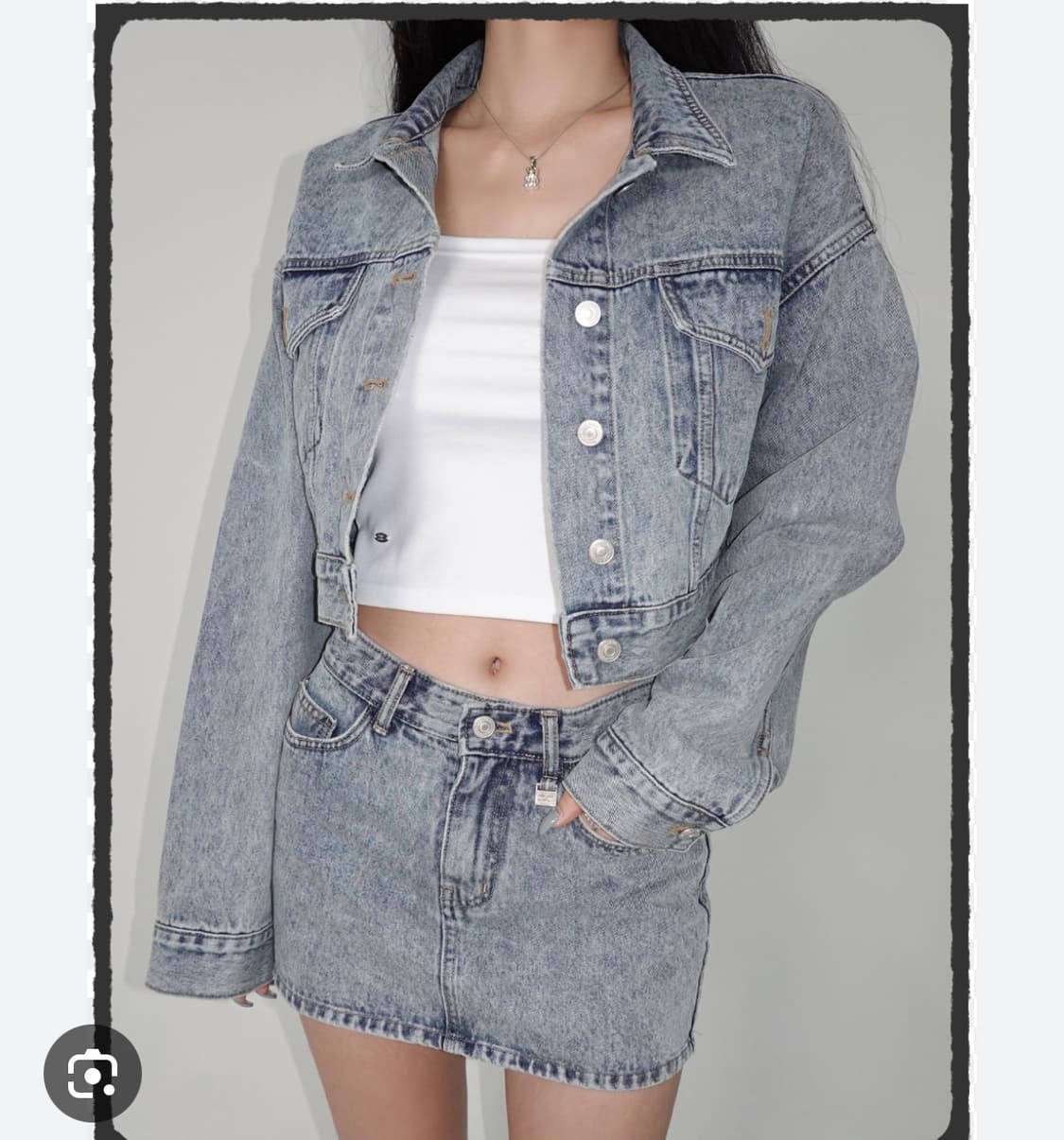 (새상품)빈티지 진 크롭 청자켓 상품이미지1