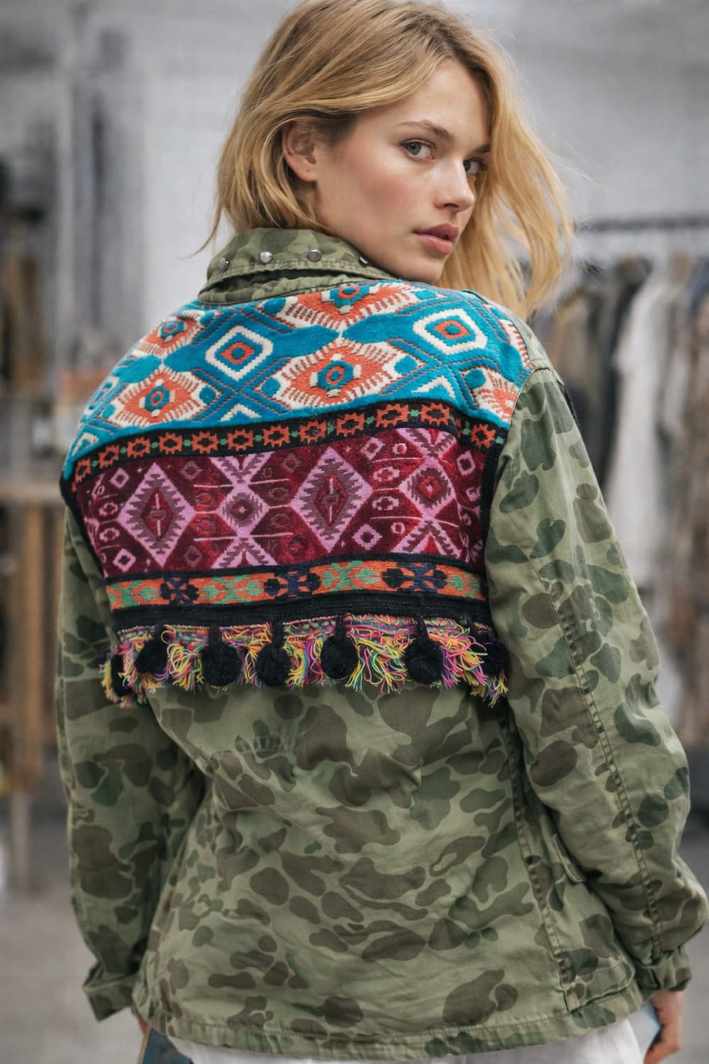 자라 카모 패턴 에스닉 자켓 상품이미지1