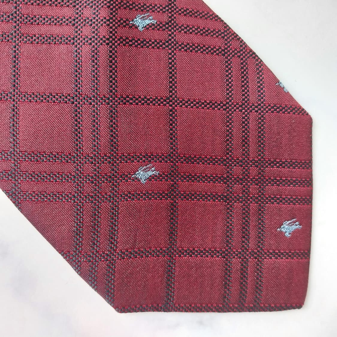 버버리 실크 와인 기마사 패턴 넥타이 9.5cm A+등급 K1754
 상품이미지7