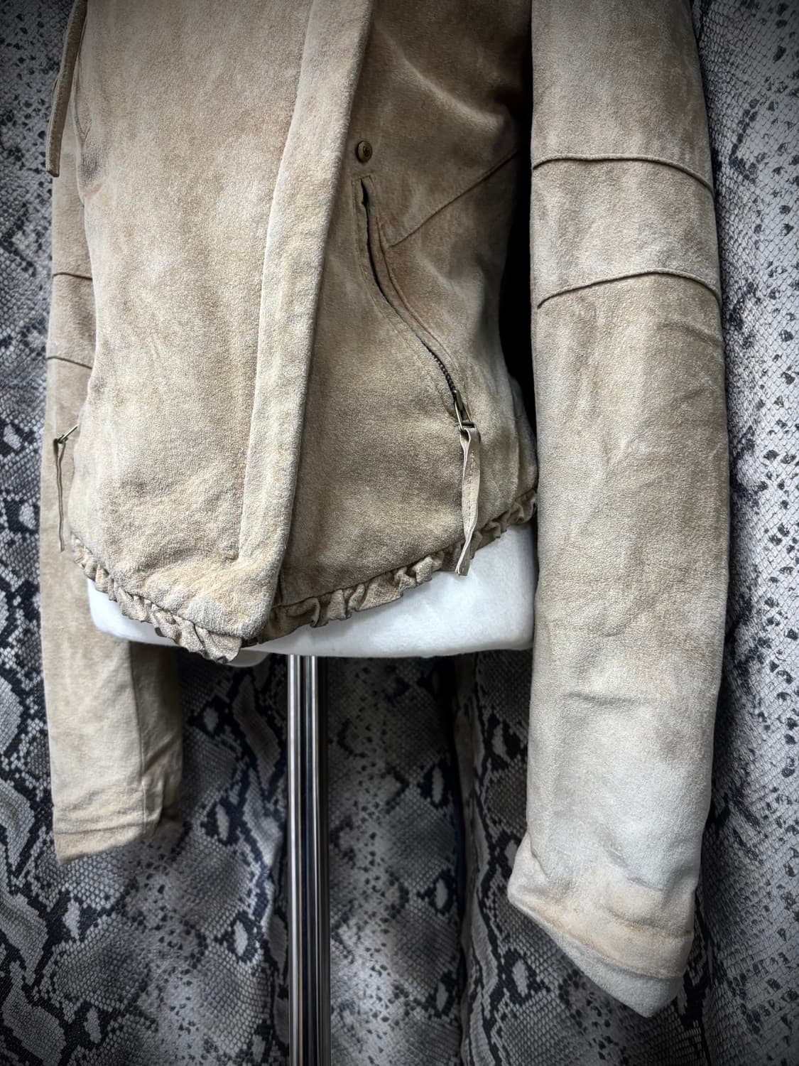 [Y2K] Bomber-Fit Draped Beige PorkSkin N 상품이미지7