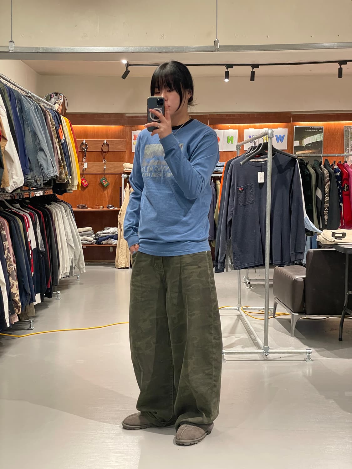 빈티지 롱슬리브 티셔츠(블루)   상품이미지5