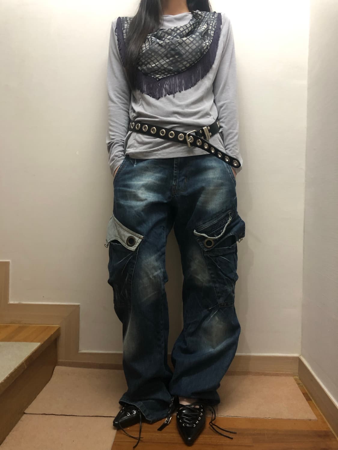 빈티지 데님 펑크 디테일 팬츠 상품이미지6