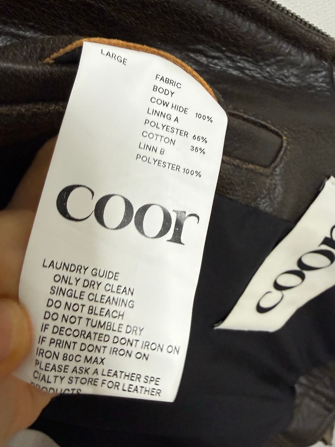 쿠어 스크래치드 레더 바이커 자켓 (다크브라운) 상품이미지5