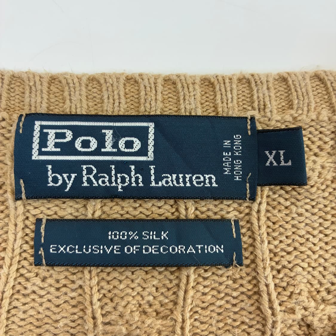 Polo  폴로 랄프로렌 자수 실크 베이지 꽈배기 니트 상품이미지4