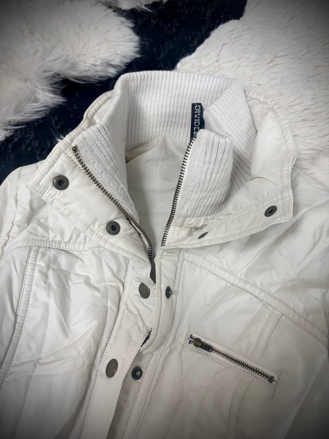 [00‘s] White High-Neck Layered Bomber Fi 상품이미지4