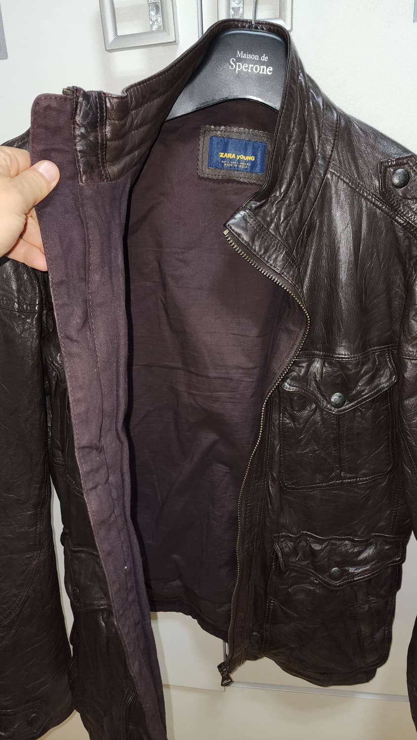 ZARA YOUNG 다크 브라운 가죽 자켓 100 상품이미지5