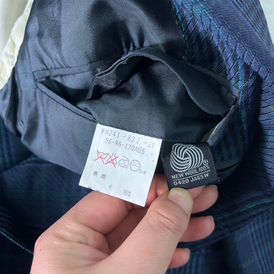 100 버버리 일본판 90s 빈티지 체크 모헤어 블레이져 자켓  상품이미지4