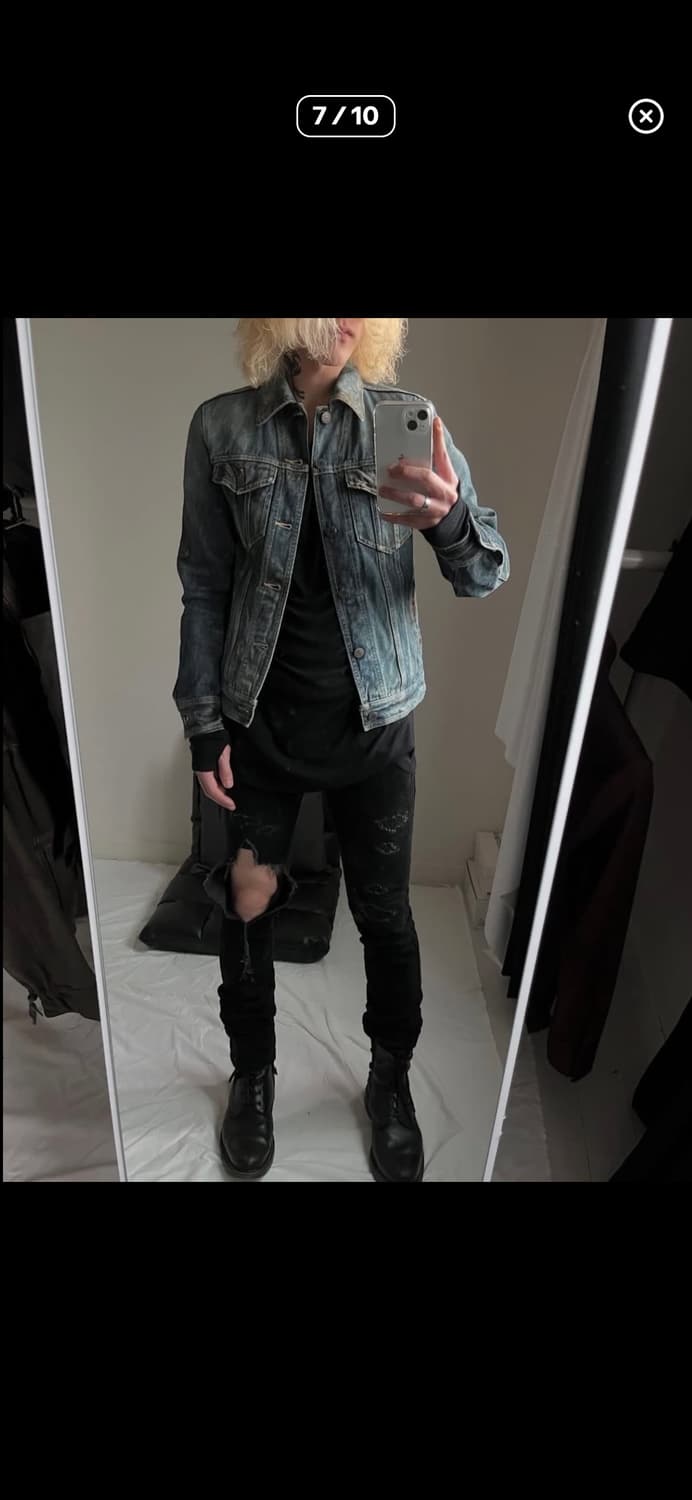 Shellac crashed and damaged denim jacket 상품이미지7