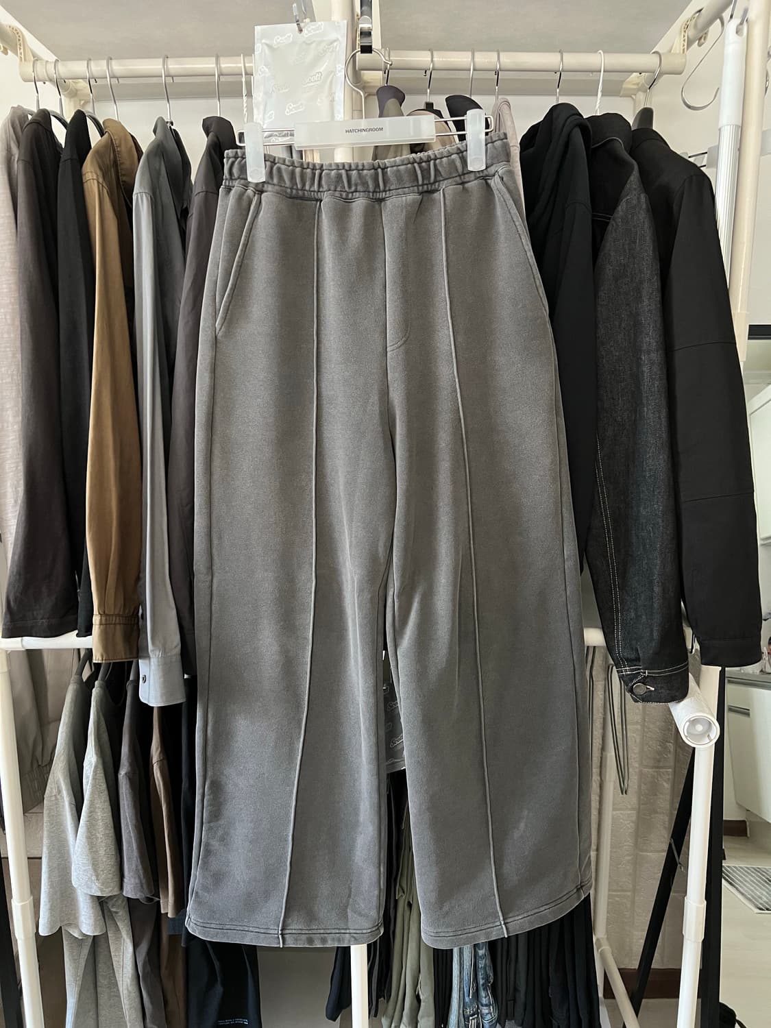 제멋 누와 피그먼트 와이드 스웻 팬츠 딥그레이 상품이미지2