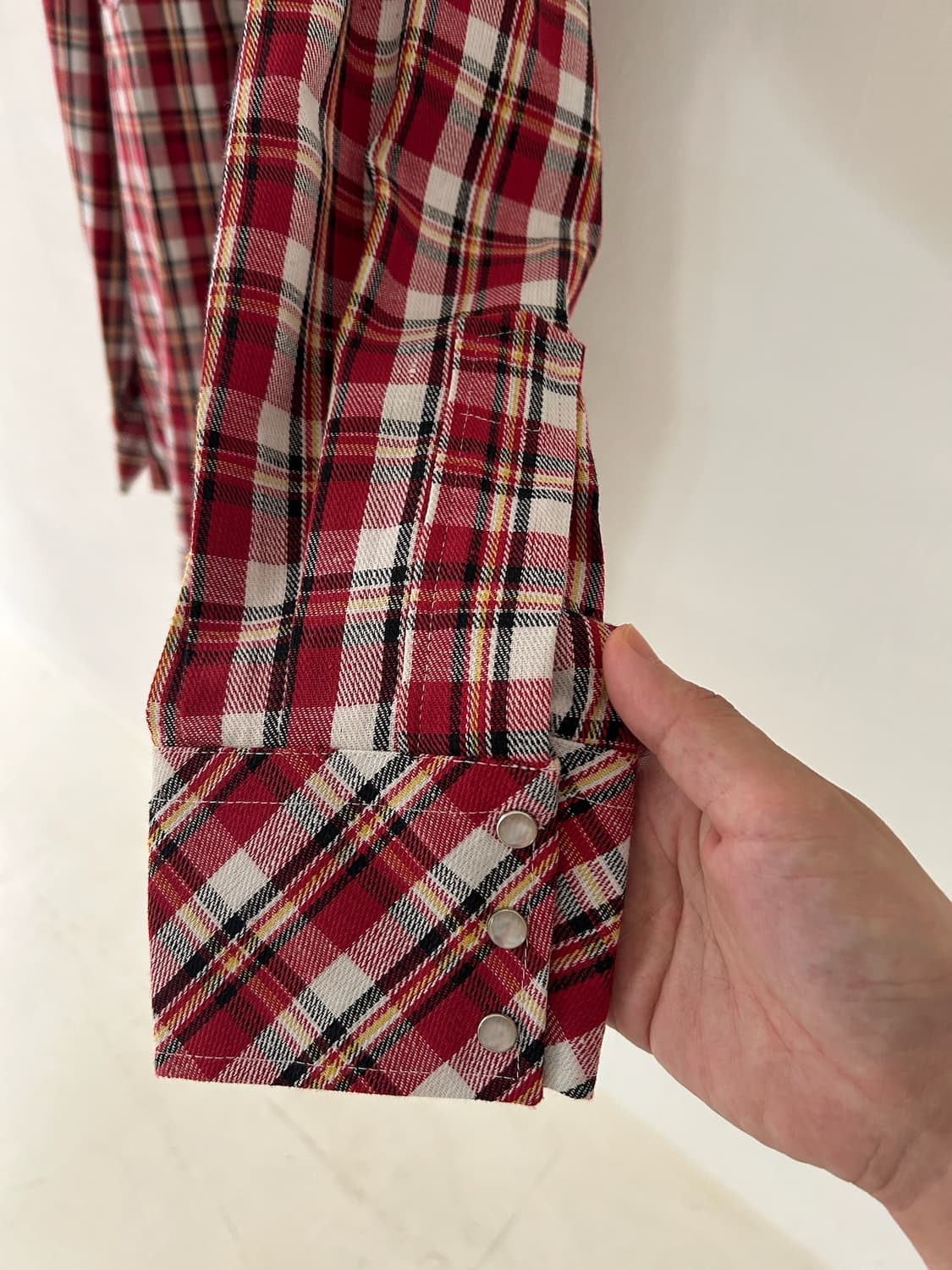 90's red check Western Shirt. 상품이미지4