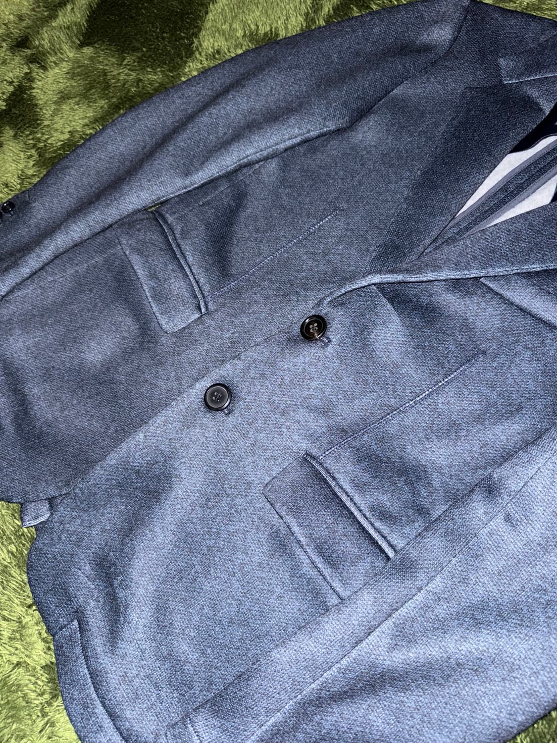 [S] BEAMS 빔즈 폴리 텍스쳐드 블레이저 자켓 네이비 상품이미지3