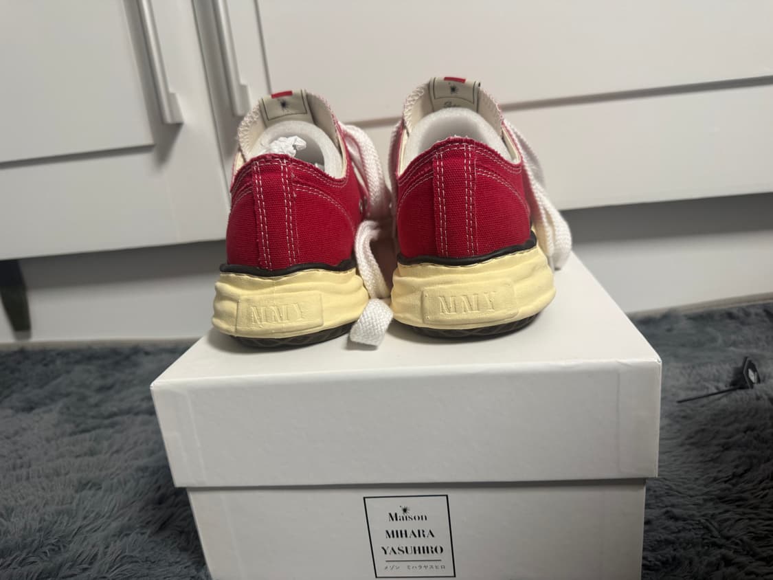 ( 43 )메종 미하라 야스히로 피터슨 OG 솔 캔버스 로우탑 레드 상품이미지3