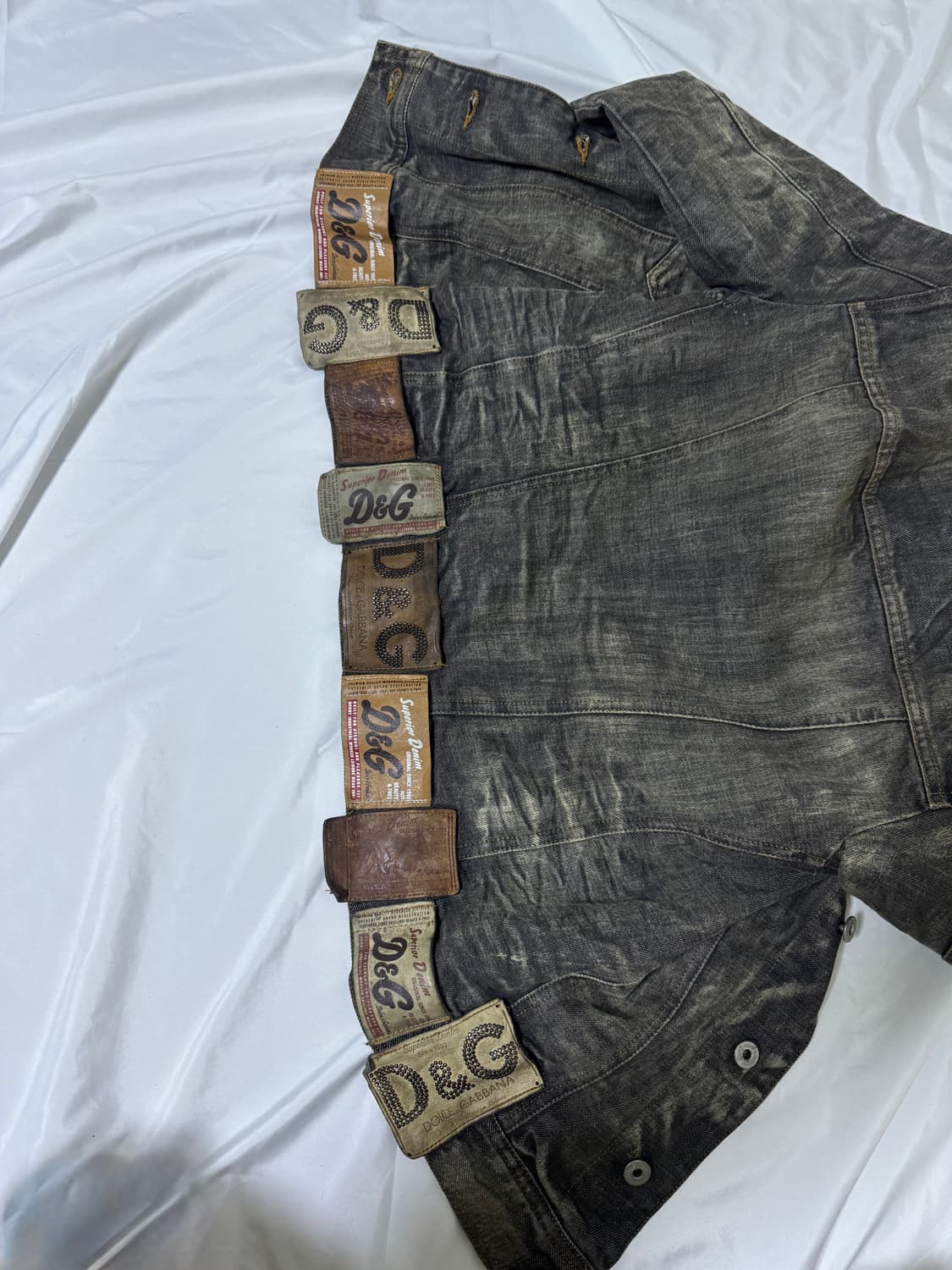 00s 돌체앤가바나 레더 패치 데님 자켓 y2k 상품이미지6