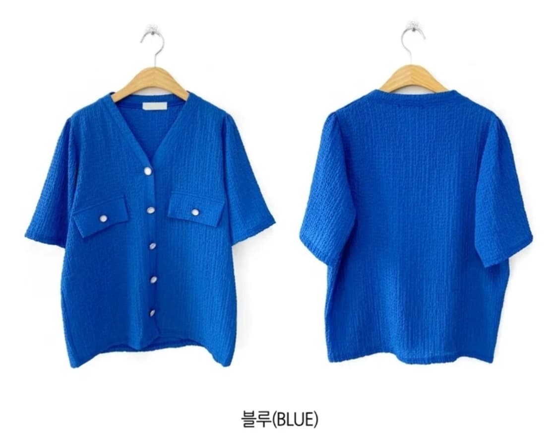 파란색 지지미 반팔블라우스 상품이미지7