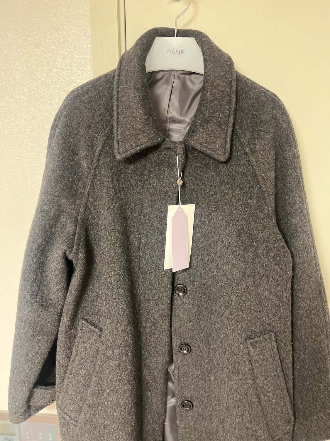 [새상품]하네 히든 버튼 발마칸 울코트 s 차콜 상품이미지2