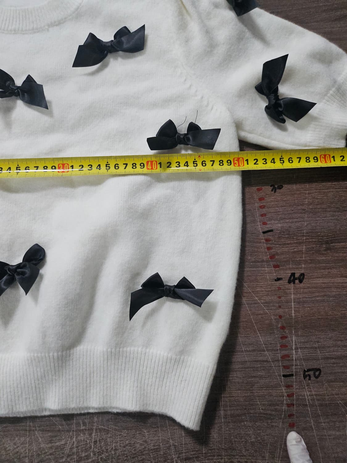 화이트 리본 반팔 니트 M 상품이미지2