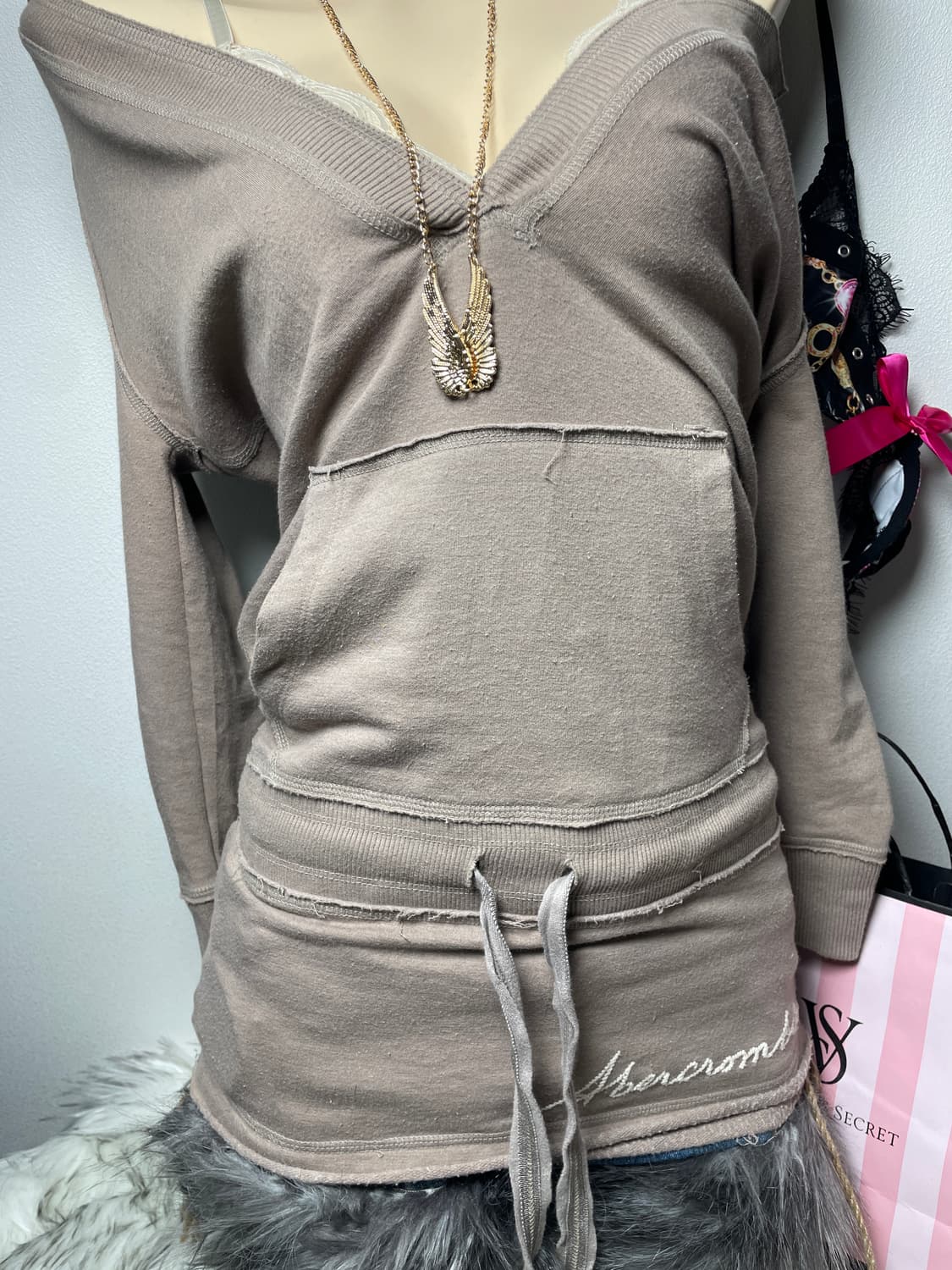 빈티지 아베크롬비 딥넥 후드 원피스 맨투맨 상품이미지3