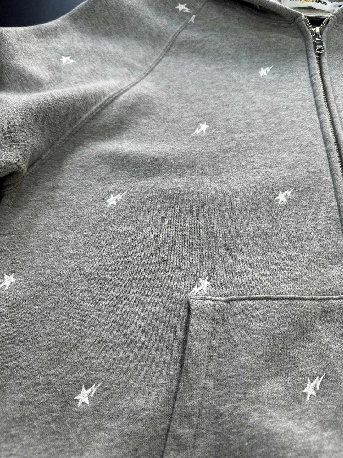 베이프 OG 스타 자수 후드집업 그레이 상품이미지7