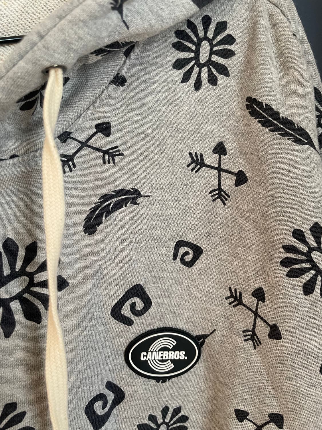 Canebros 아메카지 히피 그런지 펑크 패턴 그레이 후디 상품이미지3