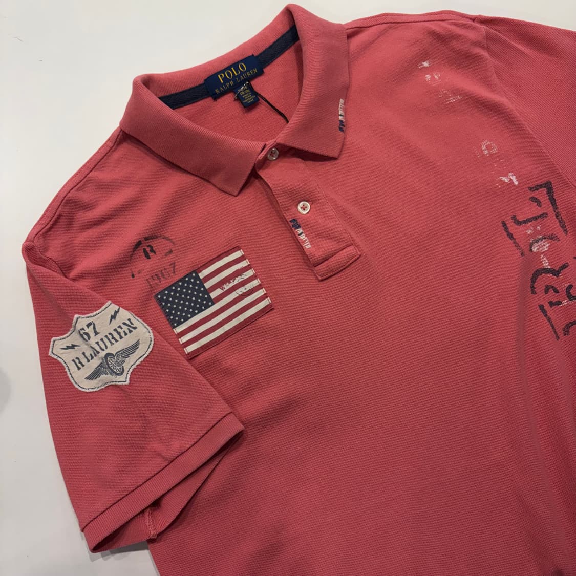 [XL] 폴로 랄프로렌 성조기 반팔 카라티 핑크 D606 상품이미지3