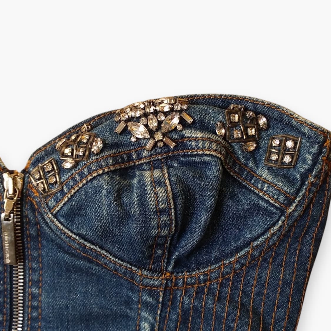 Roberto Cavalli Crystal Denim Corset  상품이미지3