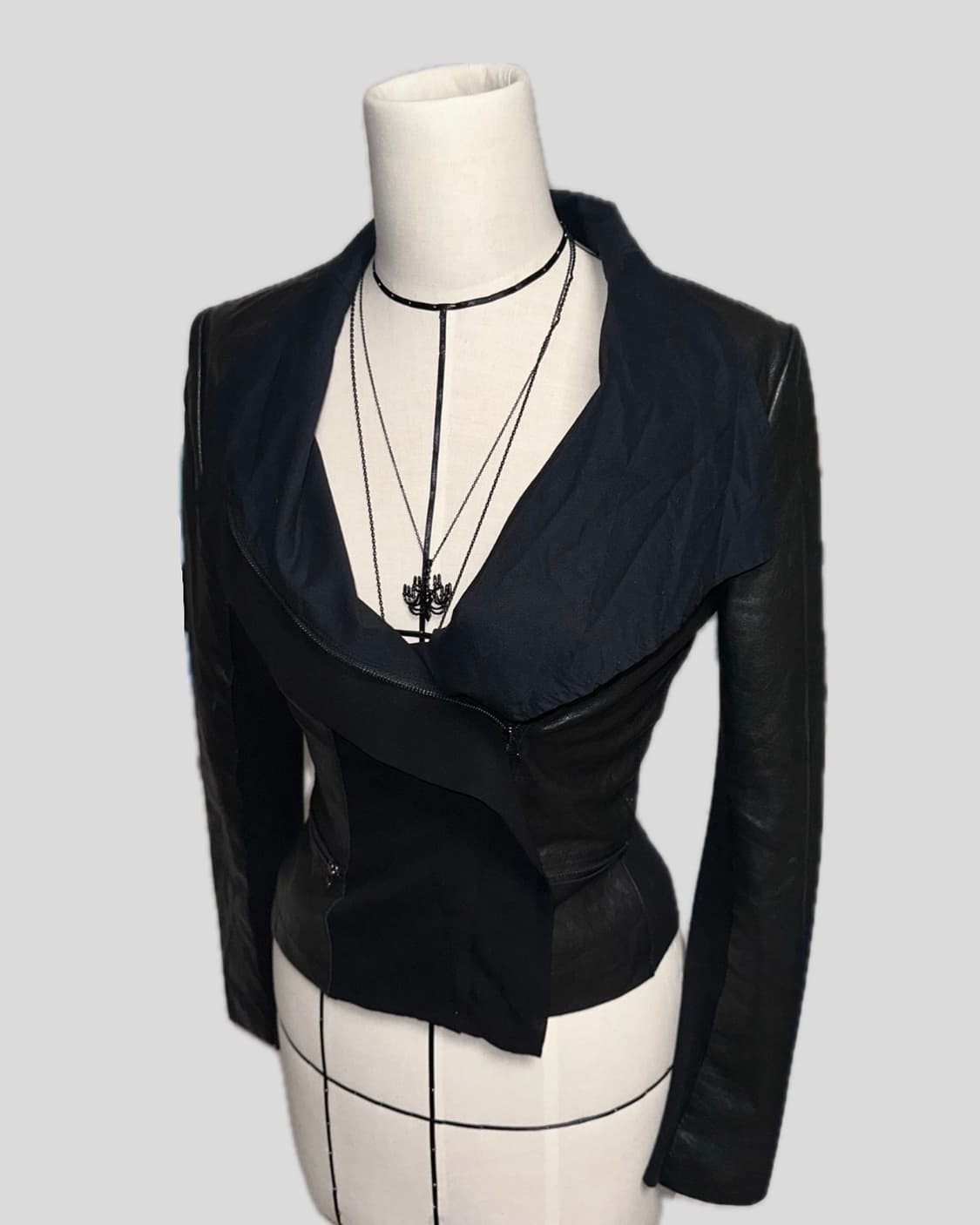 양가죽 사선지퍼 자켓 상품이미지1