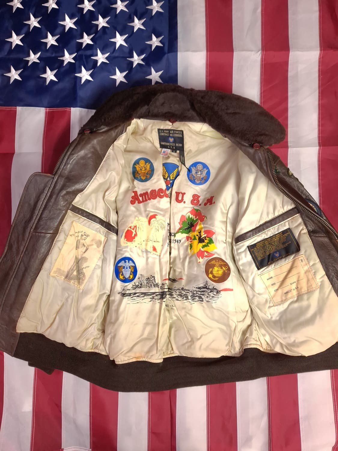 새제품급 오리지날 90's 아메코 미해군 G-1 리얼레더 항공 자켓 상품이미지6