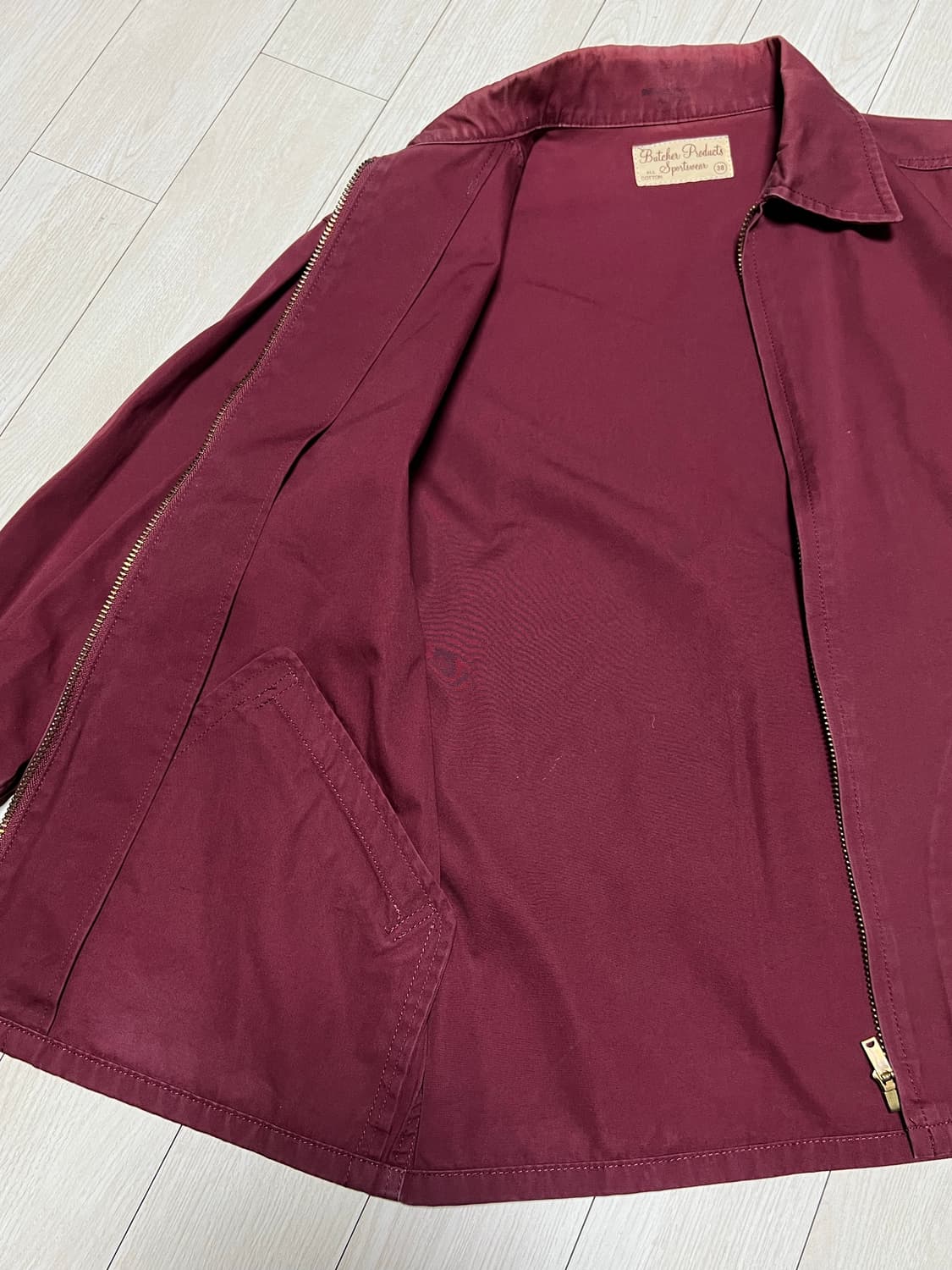 앳라스앤코 부처 프로덕트 버건디 짚업 자켓 38사이즈 상품이미지5