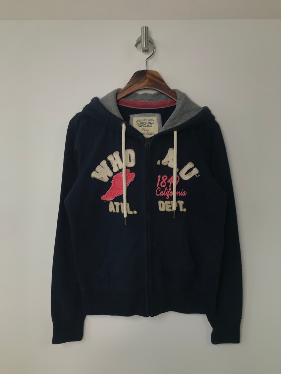 휴아유 y2k 와투케 네이비 후드집업 상품이미지2