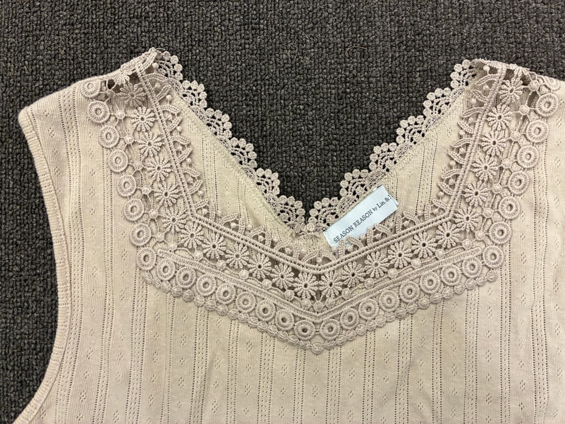 LL)Japanese vintage 여성 레이스 디테일 베이지 나시 상품이미지2