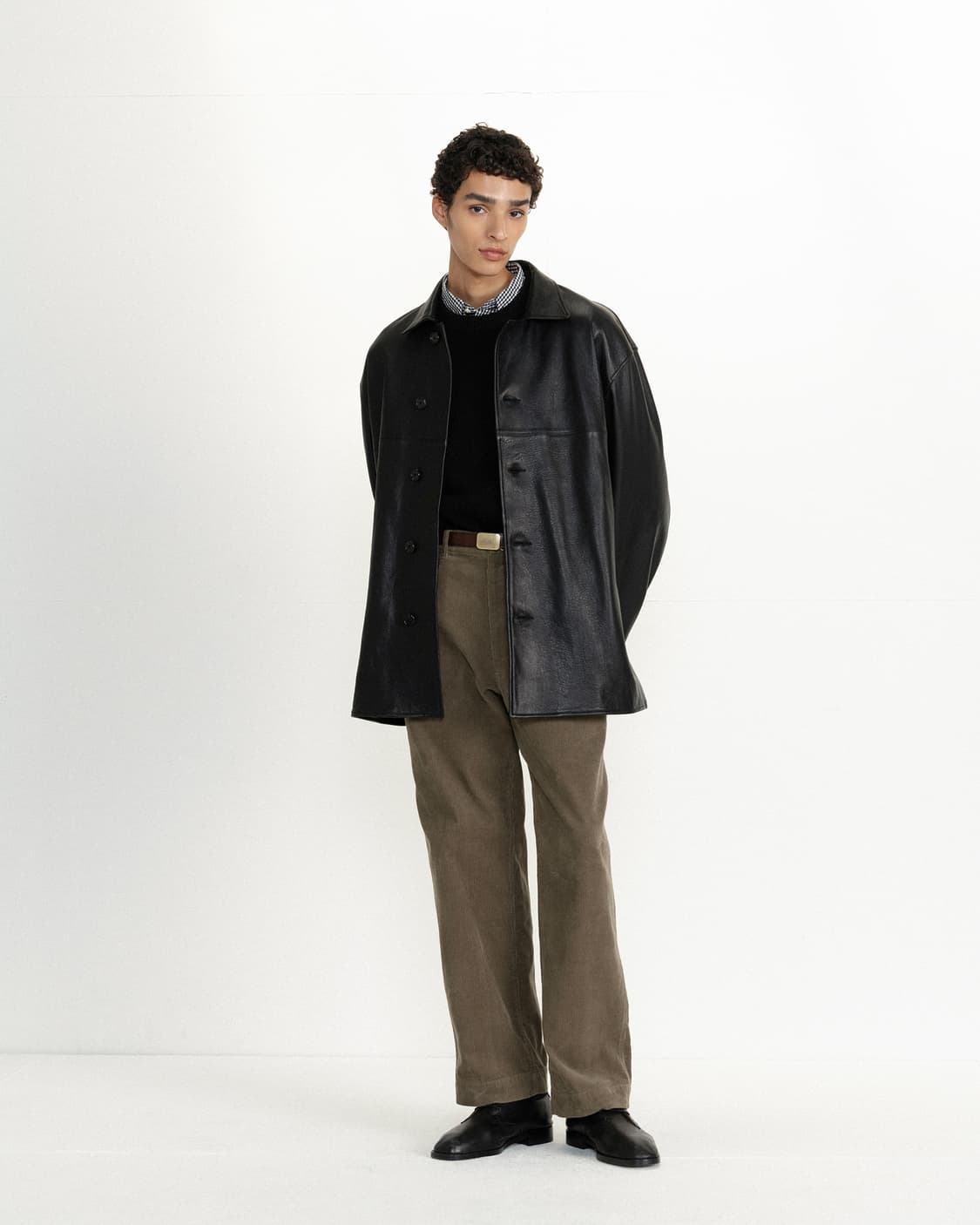 [4] 브라운야드 레더 카 코트 상품이미지1