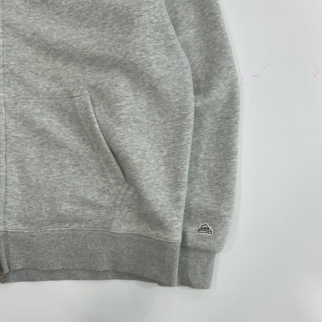 Lee 리 블랙 로고 그레이 후드집업 상품이미지5