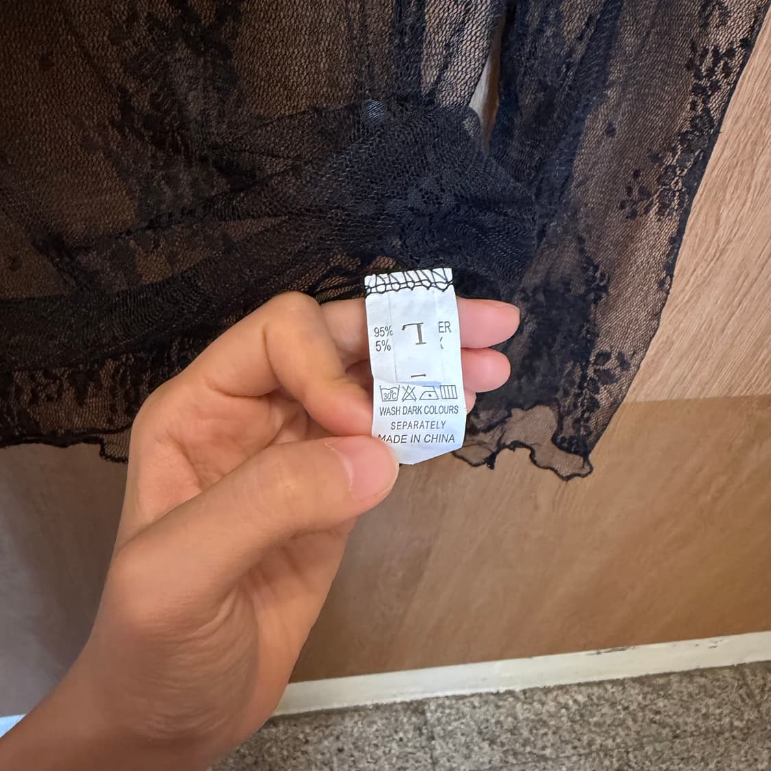 빈티지 롱슬리브 시스루 티셔츠 플라워 패턴 디테일 블랙 k76 상품이미지5