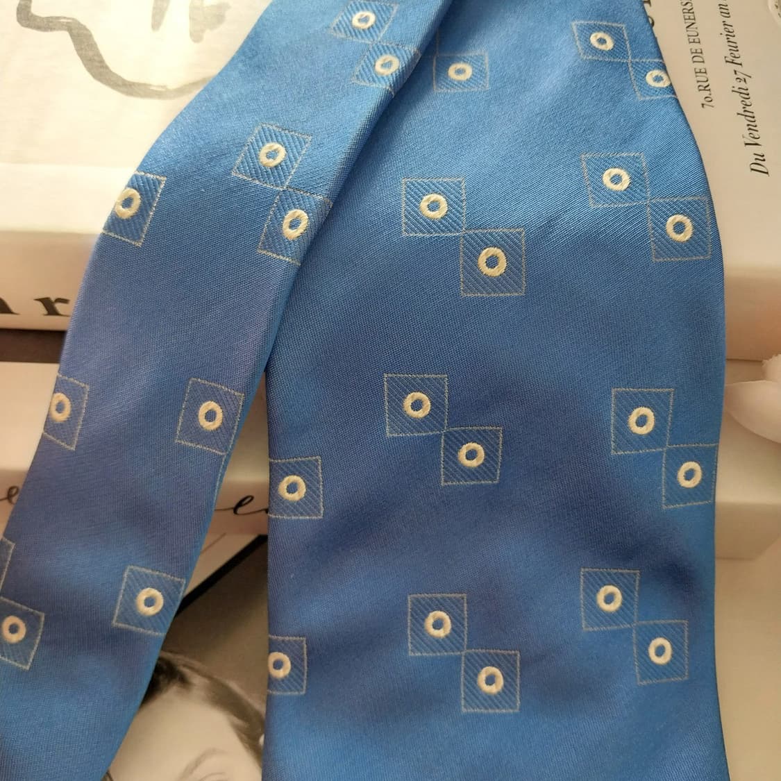 앤드류스타이 실크 블루 자카드 패턴 넥타이 9.9cm A+등급 K1354 상품이미지3