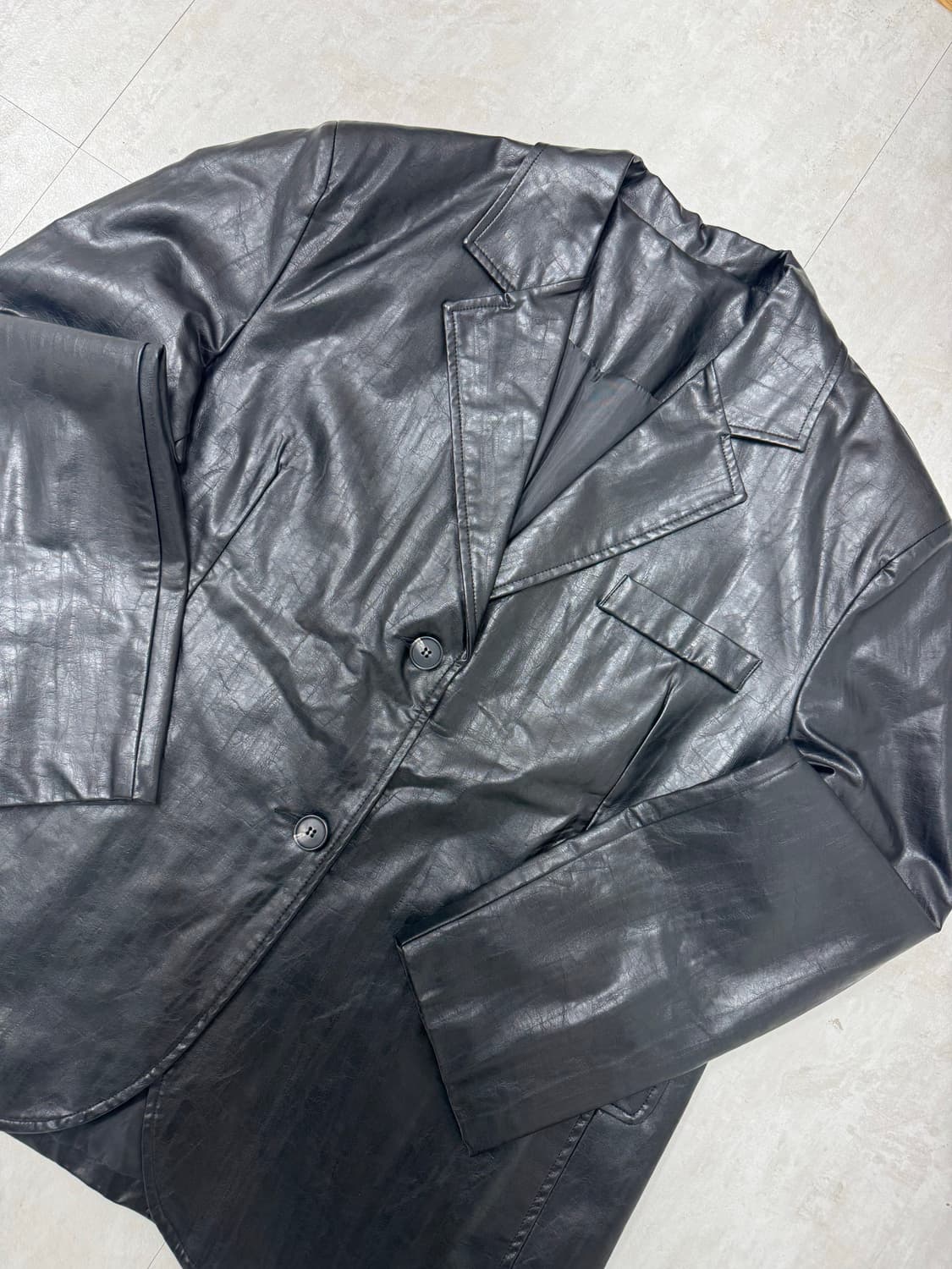 •Vintage 블랙 리얼레더 블레이저 자켓 상품이미지2
