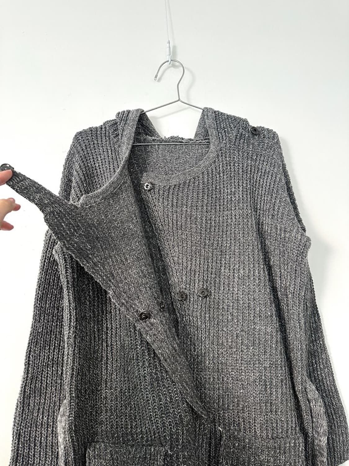Hoody vertical fairy knit / grey 상품이미지4