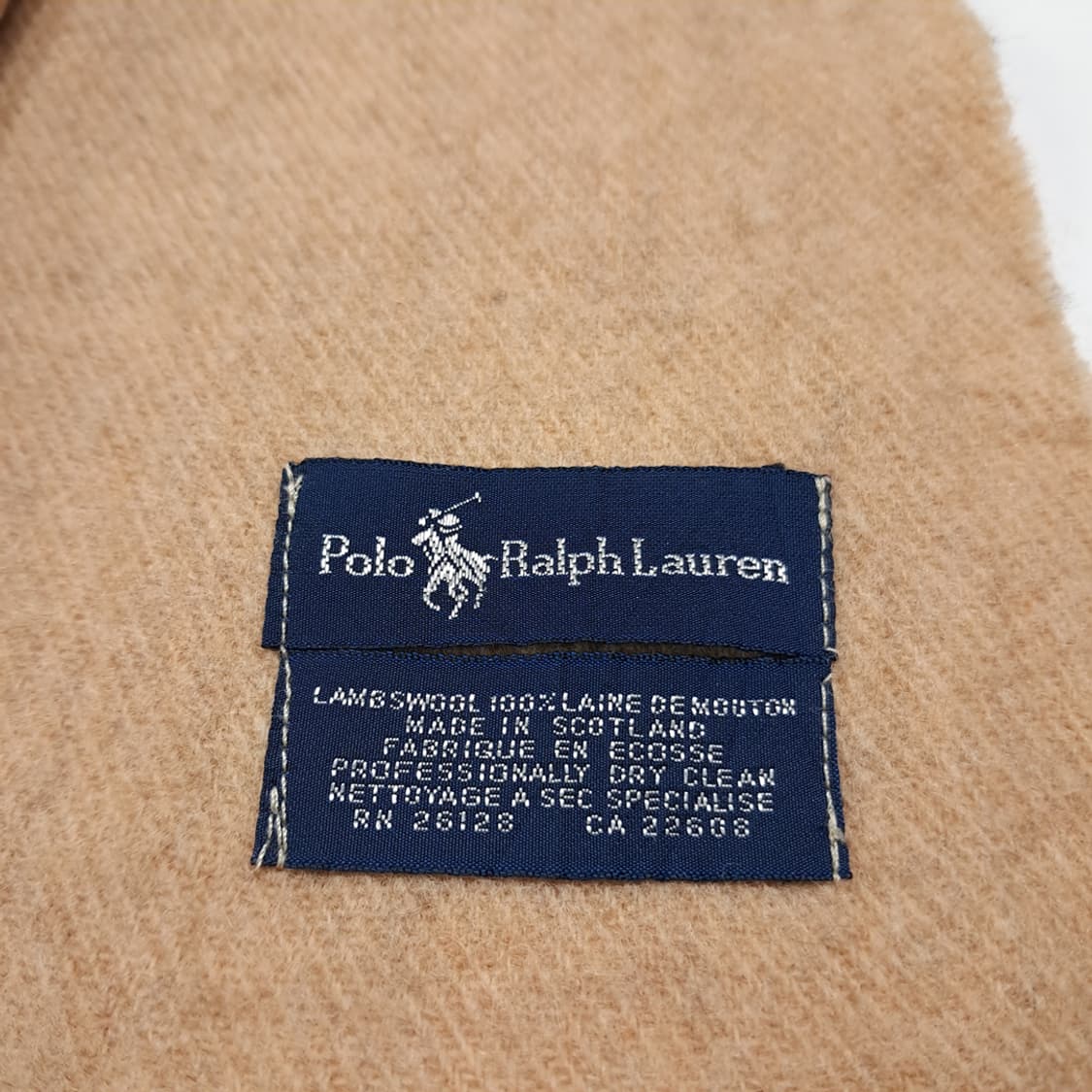 MX593 폴로 90s 스코틀랜드판 램스울 버건디포니 카멜 머플러 목도 상품이미지5