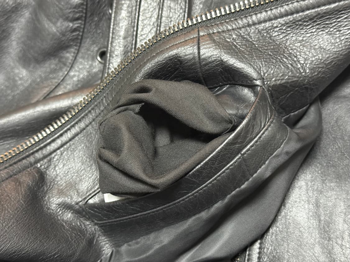 [M] 25SS 렉토 빈티지 크랙 하이넥 레더 자켓 블랙 상품이미지3