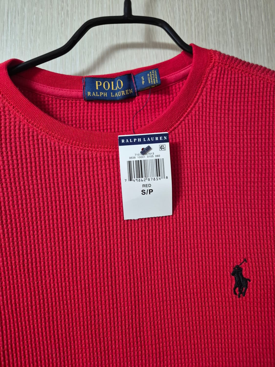 (새제품) 폴로 와플 니트  레드 스몰 여성  와플긴팔 상품이미지3