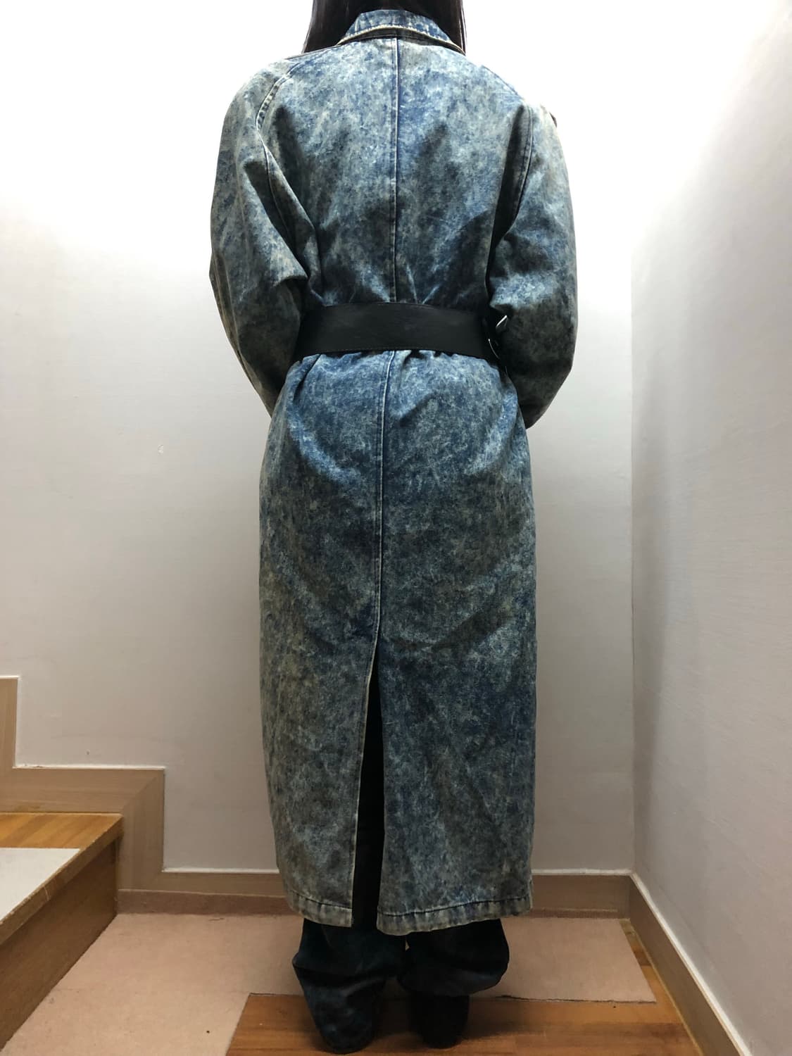 빈티지 데님 워싱 롱 코트 상품이미지7