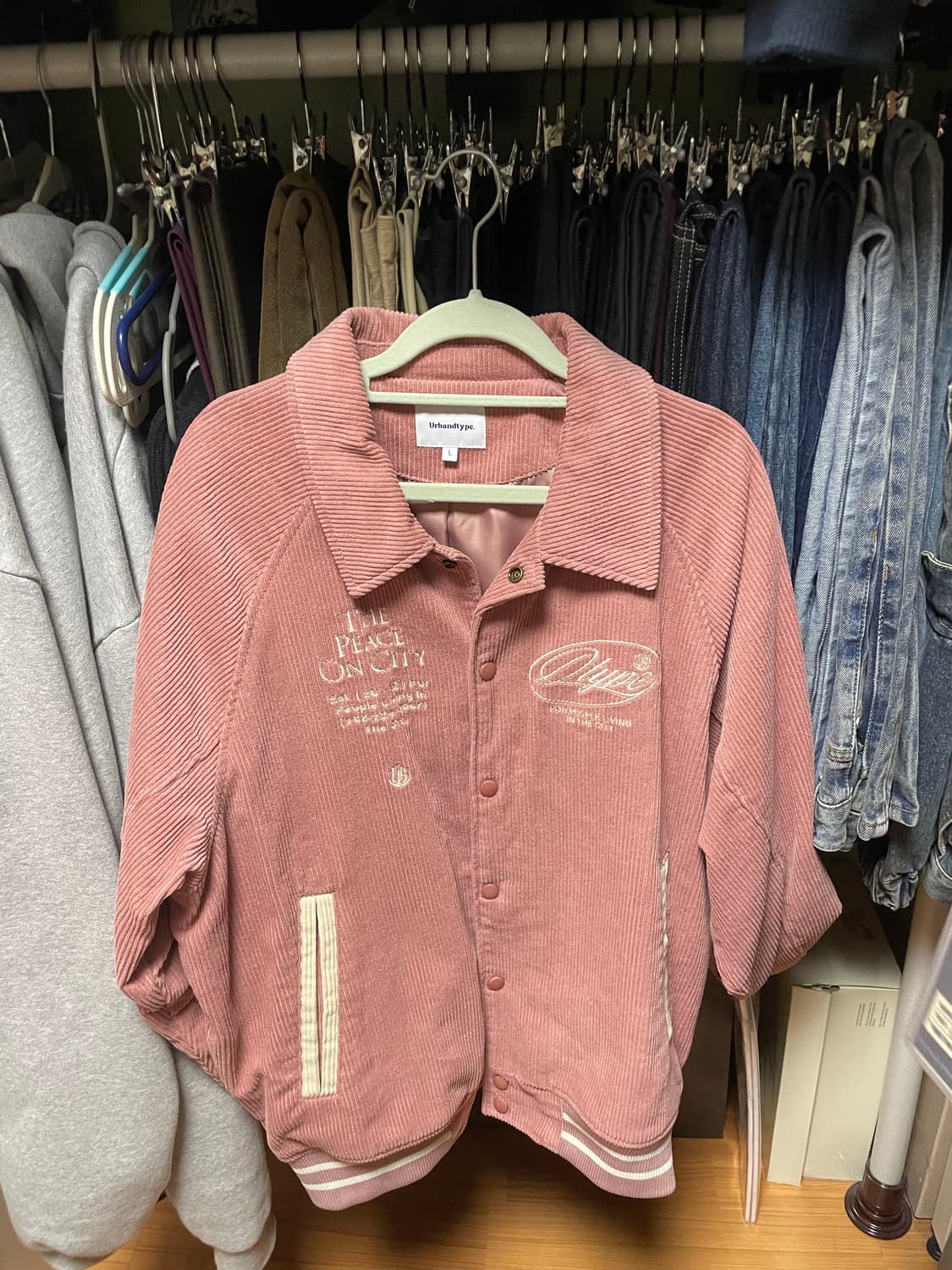 어반디타입 코듀로이 래글런 자켓 핑크  논패딩 L사이즈 상품이미지4